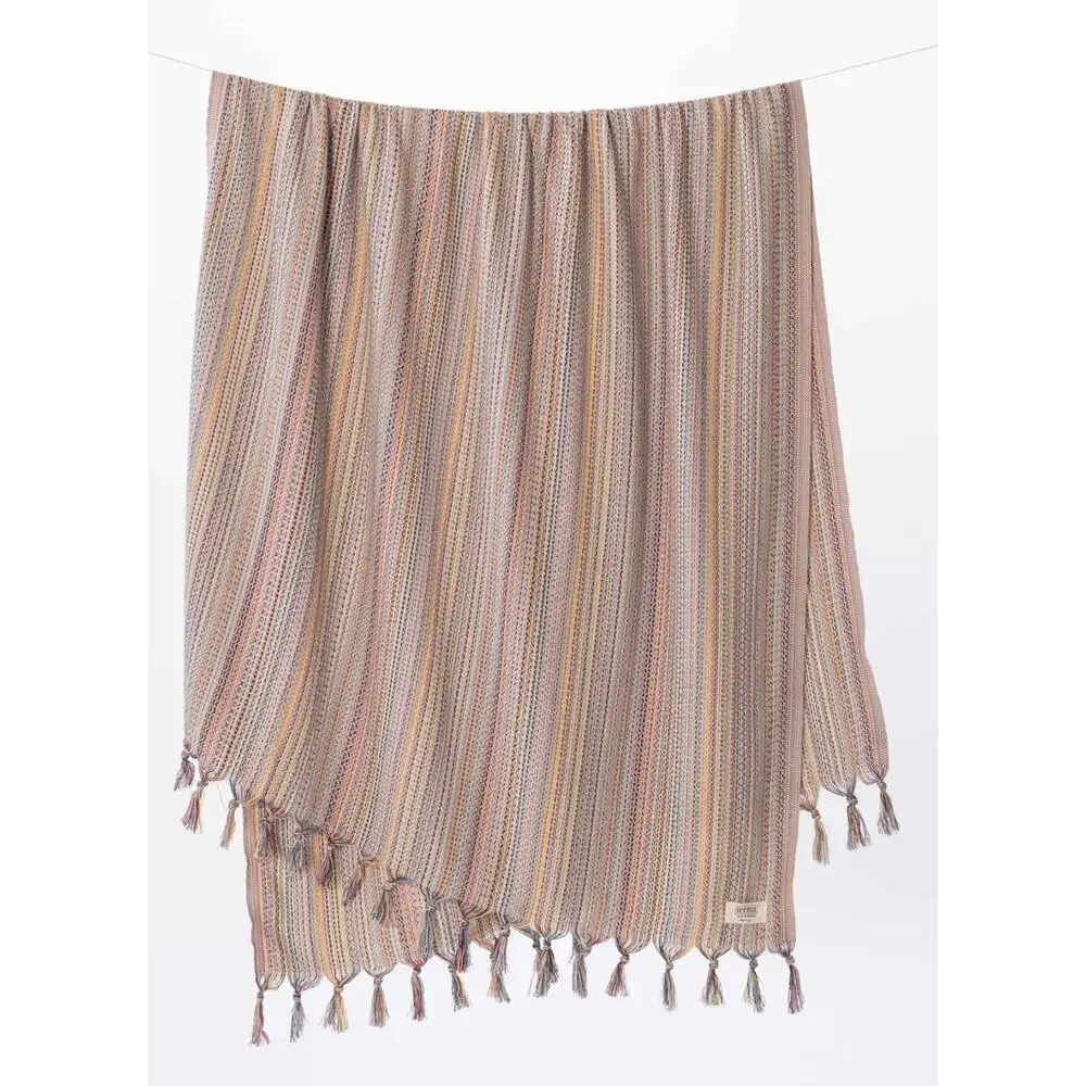 Teema Tan Labyrinth Turkish Cotton Towel Bath Sheet Blanket 70